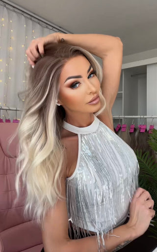 PERUCA BLANKA CU DANTELA PREMIUM ( marimea M )