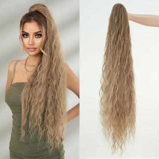 Coada Par Foarte Deasa Bucle Crete 90 Cm - Mixed Light Blonde