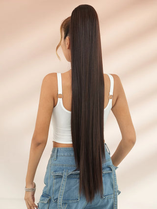 Video - Very Thick Long Ponytail Straight Hair 100 Cm - Chocolate Brown 