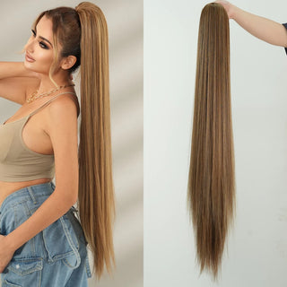 Coada lunga 100 cm, par drept si dens, nuanta light harvest blonde, volum instant si look rafinat