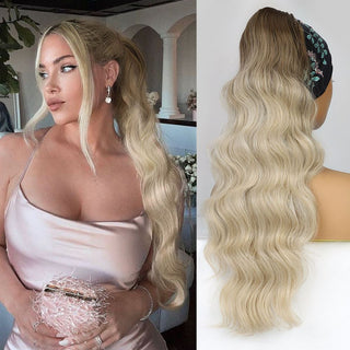 Coada Par Ondulat 70 Cm - Ombre Saten Foarte Deschis - Blond Deschis