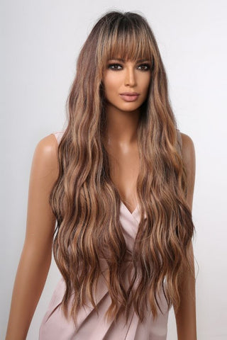 NATURAL LONG WAVES BROWN WIG