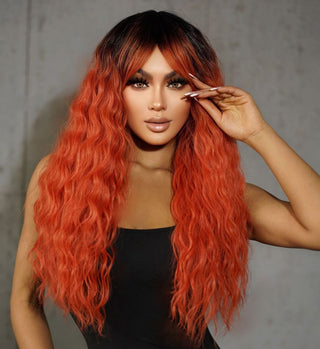 Peruca Par Ondulat Ombre Negru Orange