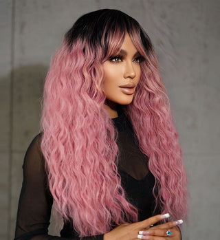 Peruca Par Ondulat Ombre Negru Pink